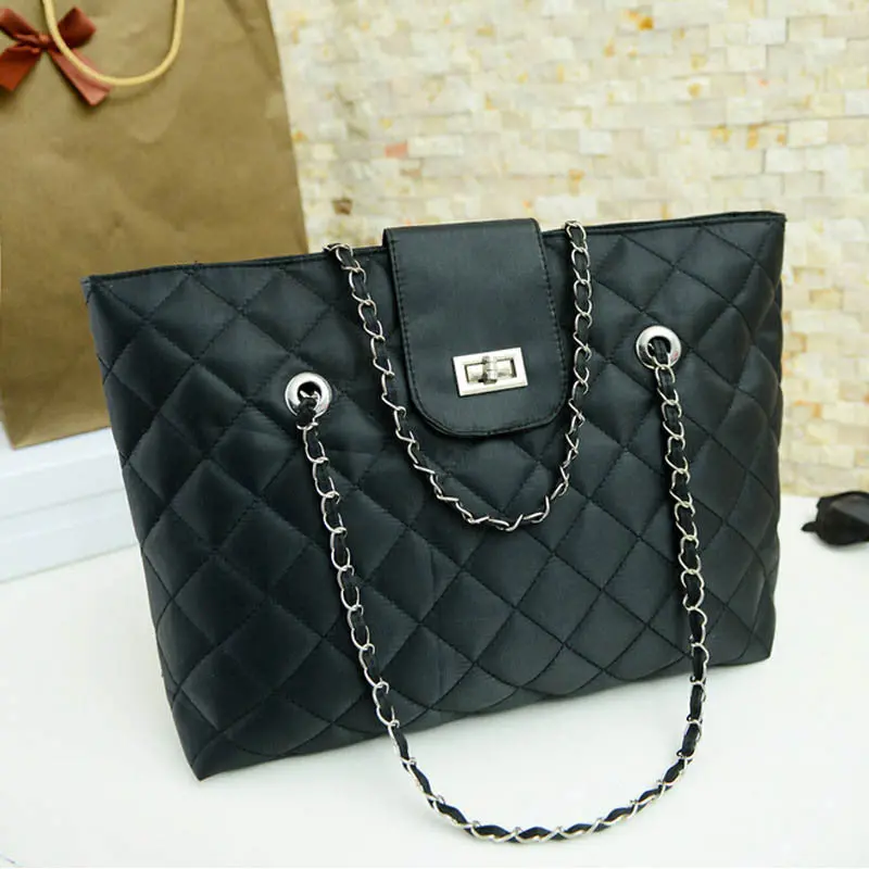 Trend Women's Hbags Leather Link Chain Shoulder Diagonal Delicate Large-Capacity Bag Bolsa Feminina 1