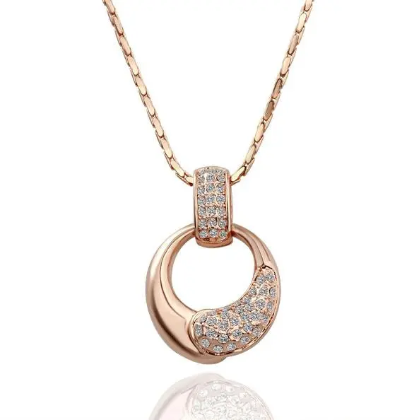 Trendy 18K Gold Plated Necklace Men Golden Circle Big Necklace Ruby Jewelry225 1