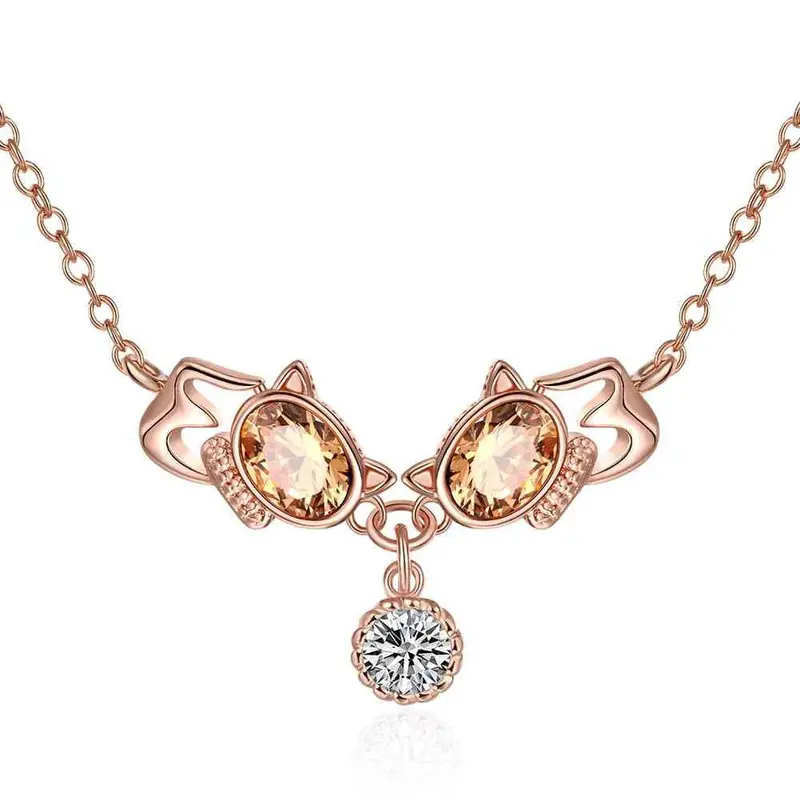 Trendy 18K Gold Plated Necklaces & Pendants Bow Insets Collares Hand Madeball Skgn137 2