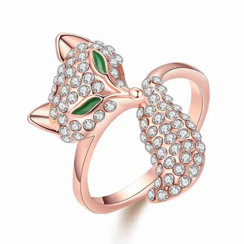 Trendy 18K Gold Plated Ring Fox Head To Tail S In Euros Elegant 1