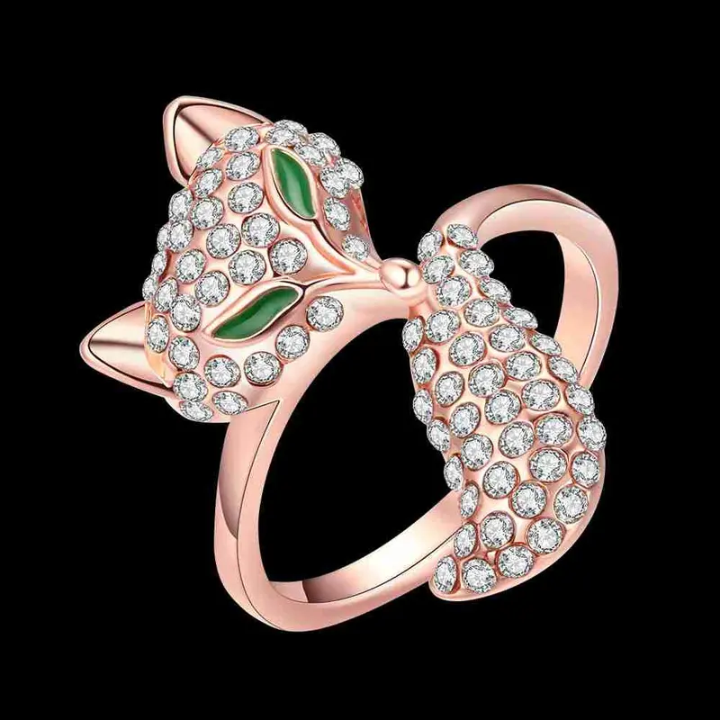 Trendy 18K Gold Plated Ring Fox Head To Tail S In Euros Elegant 2