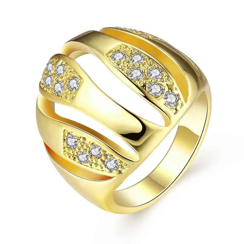 Trendy 18K Real Gold Plated Engagement Ring Crystal Lines Aneis Diy Skgr381 1
