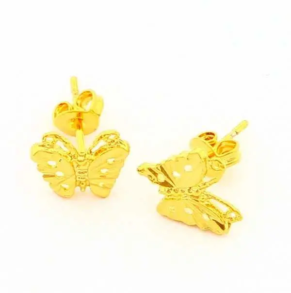 Trendy 24K Gold Plated Earings Jewelry Butterlly Stud Cufflinks Charm Yhde 4 2