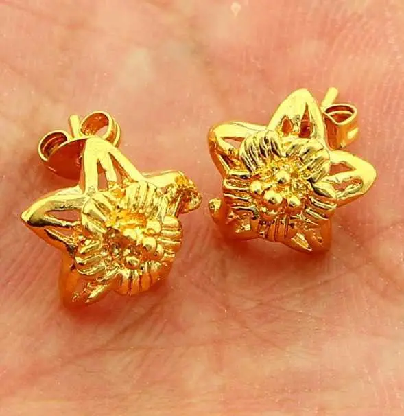 Trendy 24K Gold Plated Earrings Star Flower Stud Pendientes Bear Yhde  7 1