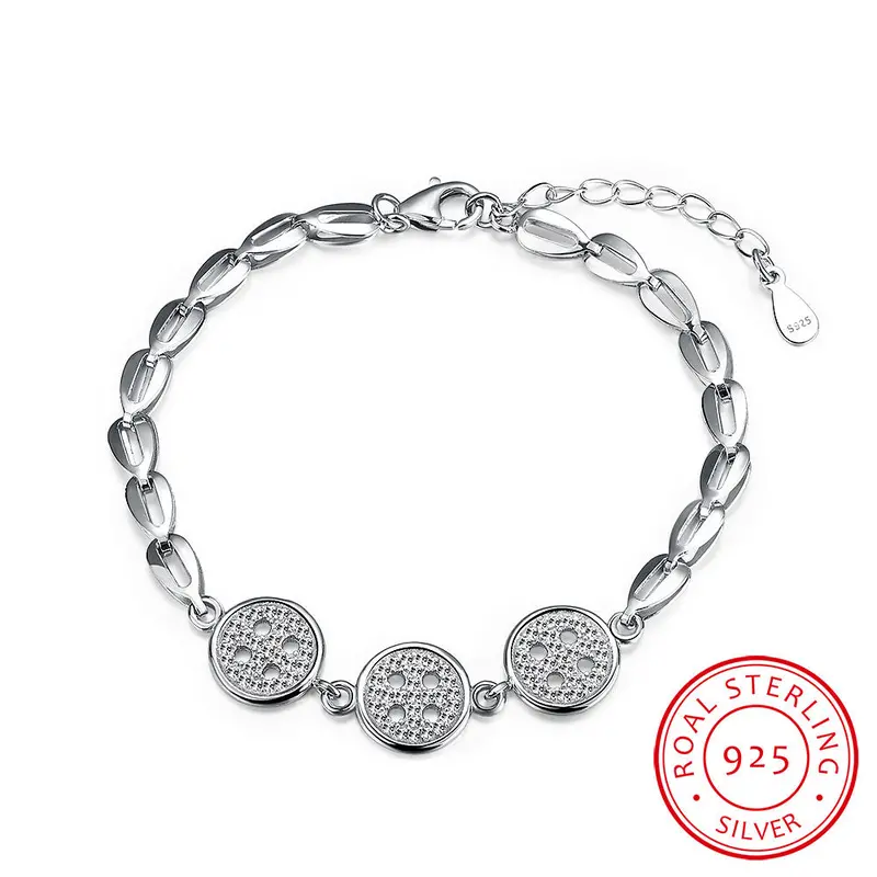 Trendy 925 Sterling Silver Charm Bracelet Button Bracelete Jewellery Stvh 47 1