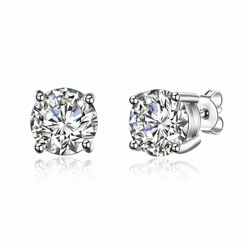 Trendy 925 Sterling Silver In Jewelry Earring Round Big Crystal Stud Brinco Joyas 33 1