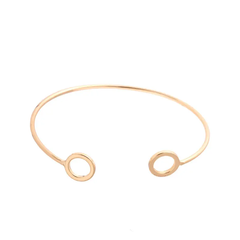 Trendy Bangle Gold Plated Shiny Polished Open Circles Wire Cuff Bracelet Bangles 10Pcs-G011 1