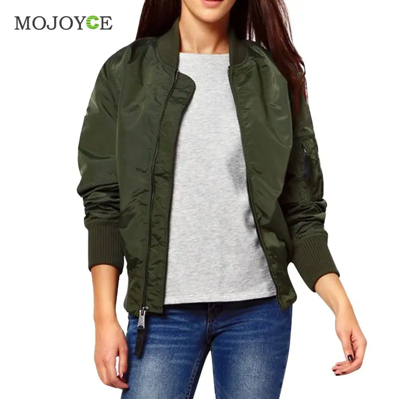 Trendy Bomber Jacket Classic Zip Up Biker Stylish Vintage Jacket Crop Coats Women Jacket Black Army Green Women Basic Coats 3