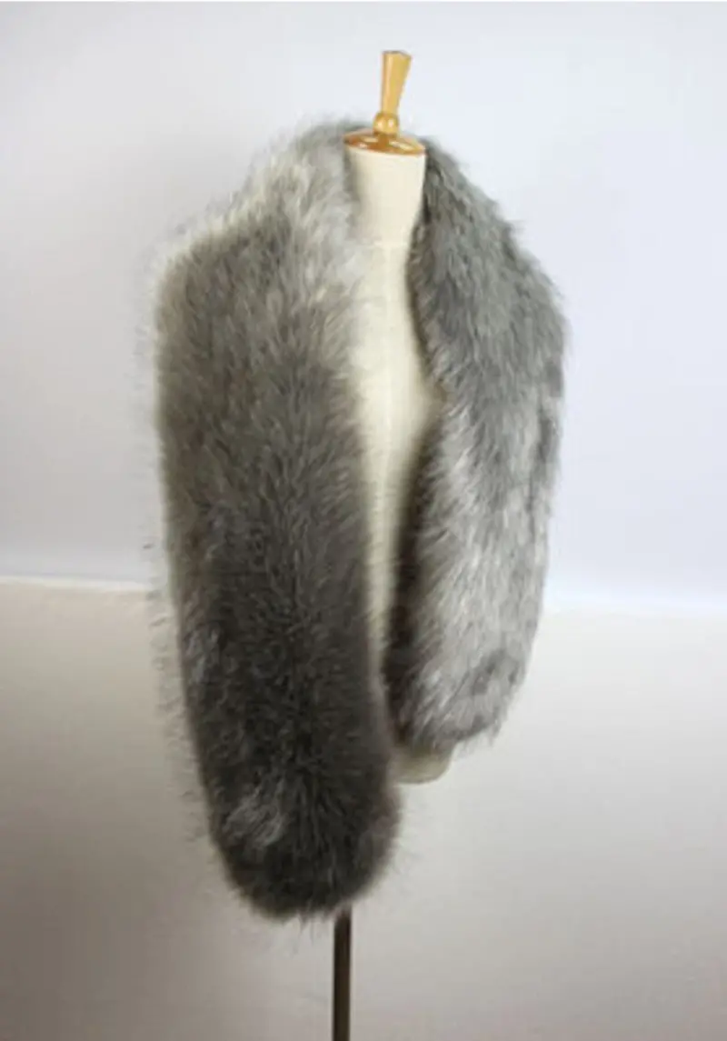 Trendy Hariy Shaggy Faux Fox Fur Warm Long Scarf Collar Women Faux Fur Collar Shawl Cap Scarves 16 Colors 11