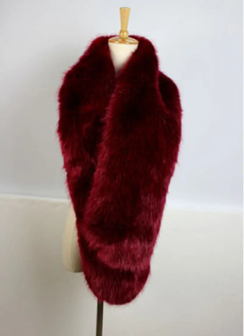Trendy Hariy Shaggy Faux Fox Fur Warm Long Scarf Collar Women Faux Fur Collar Shawl Cap Scarves 16 Colors 16