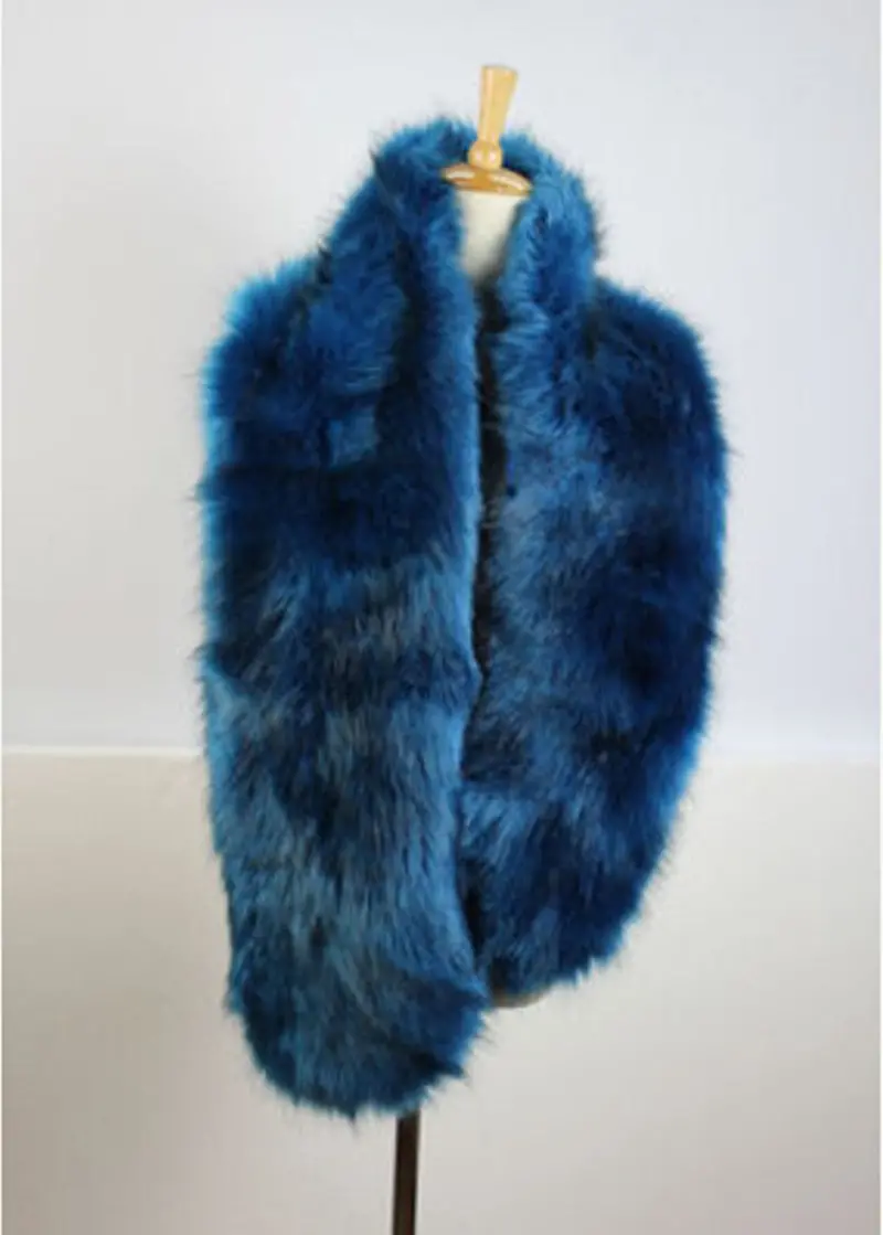 Trendy Hariy Shaggy Faux Fox Fur Warm Long Scarf Collar Women Faux Fur Collar Shawl Cap Scarves 16 Colors 2