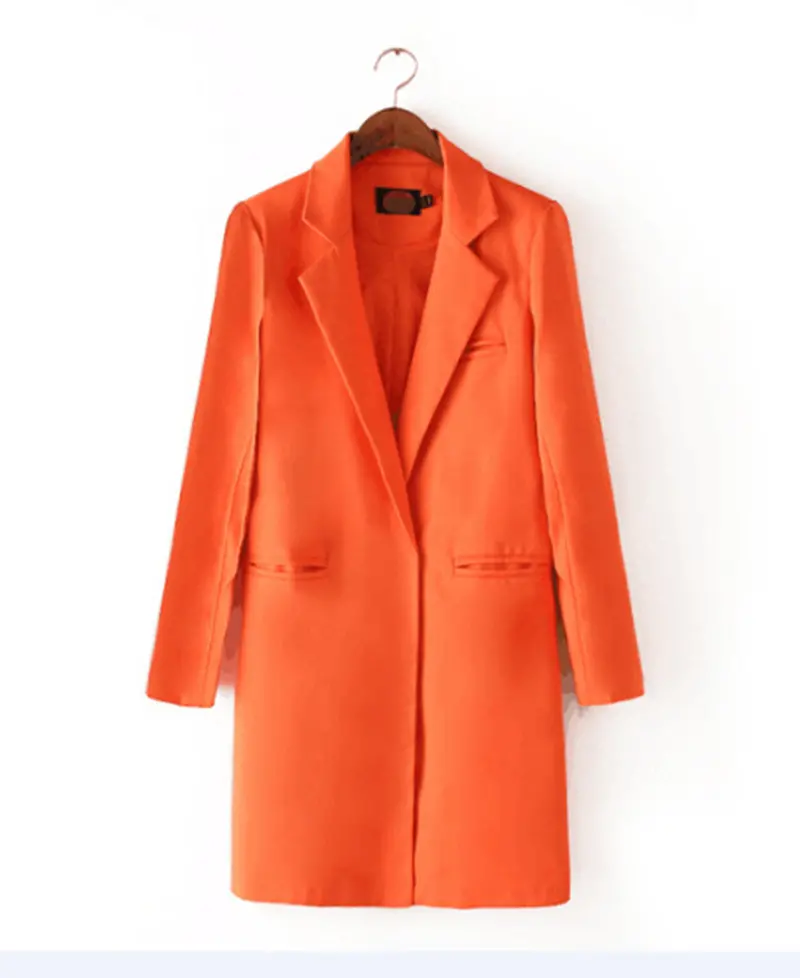 Trendy Notched Collar Slim Fit Long Blazer Women's Casual Long Suit Ol Jacket Blazer 6