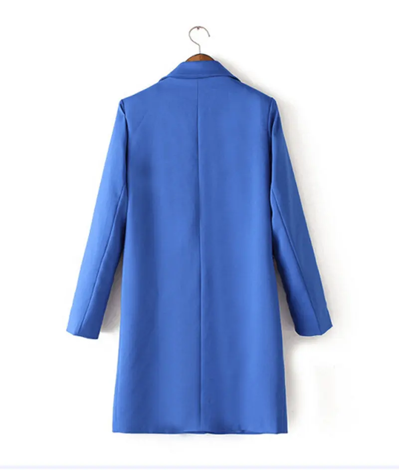 Trendy Notched Collar Slim Fit Long Blazer Women's Casual Long Suit Ol Jacket Blazer 9