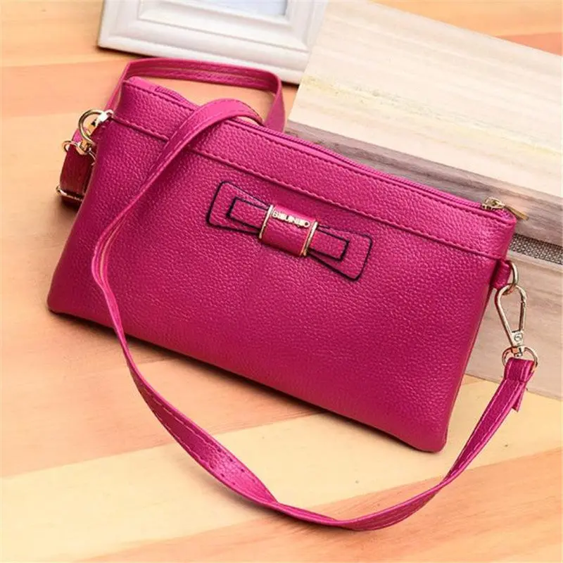 Trendy Party Women Bow Envelop Bag Leather Shoulder Bag Evening Messenger Bags Crossbody Hbag Clutch Purse Tote Women's Bols 3