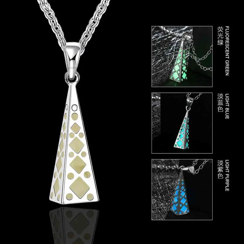 Trendy Pendant Glowing Necklaces & Pendants Pyramid Hollow Collier Personalized Luyn 38 3
