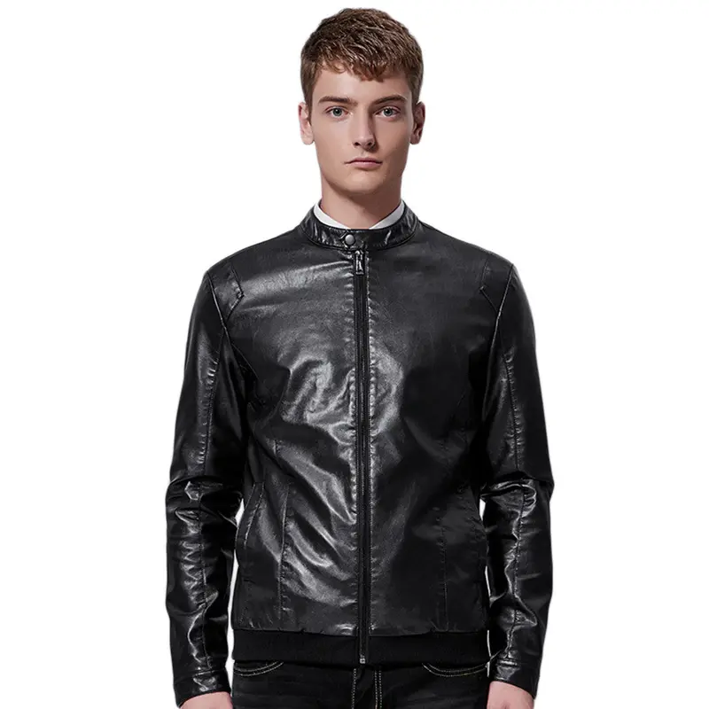 Trendy Pu Leatherround Collar Coatscoats Able Design Casual Typejackets Tops Parties Club Clothes 1