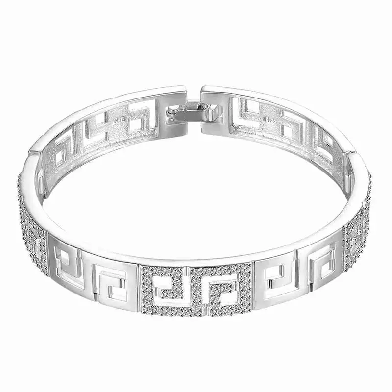 Trendy Pure 925 Sterling Silver Charms Bangle Words Insets Women Bracelet Jewelry European Style Hbb 43 1