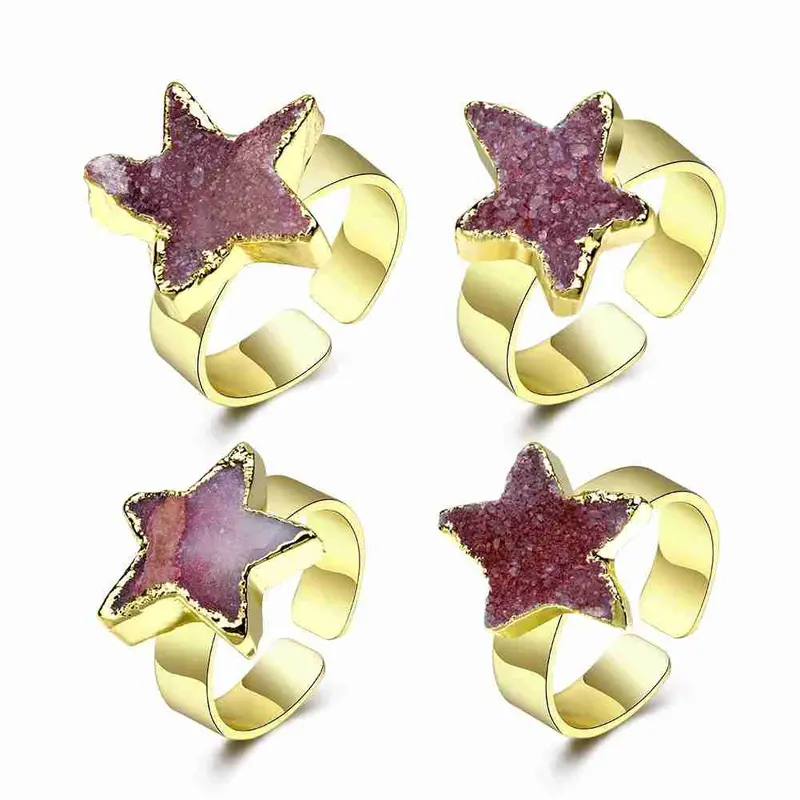 Trendy Quartz Crystal Rings For Men Crape Myrtle Flowers Bague Femme Bone283 5