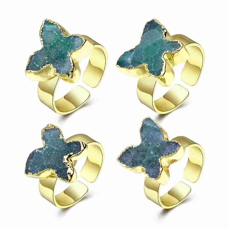 Trendy Quartz Crystal Rings For Men Crape Myrtle Flowers Bague Femme Bone283 6