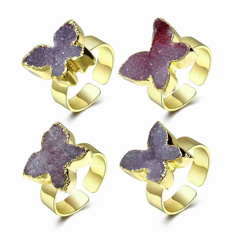 Trendy Quartz Crystal Rings For Men Crape Myrtle Flowers Bague Femme Bone283 7
