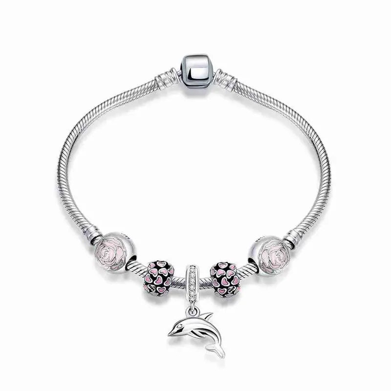 Trendy Real 925 Sterling Silver Bracelets Amp Bangles Dolphin Beads Anchor Accessories Hbh 7 1