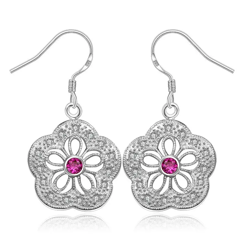 Trendy Silver Clip On Earrings Flower With Flower Drop Brincos De Festa Jewelry 248 1