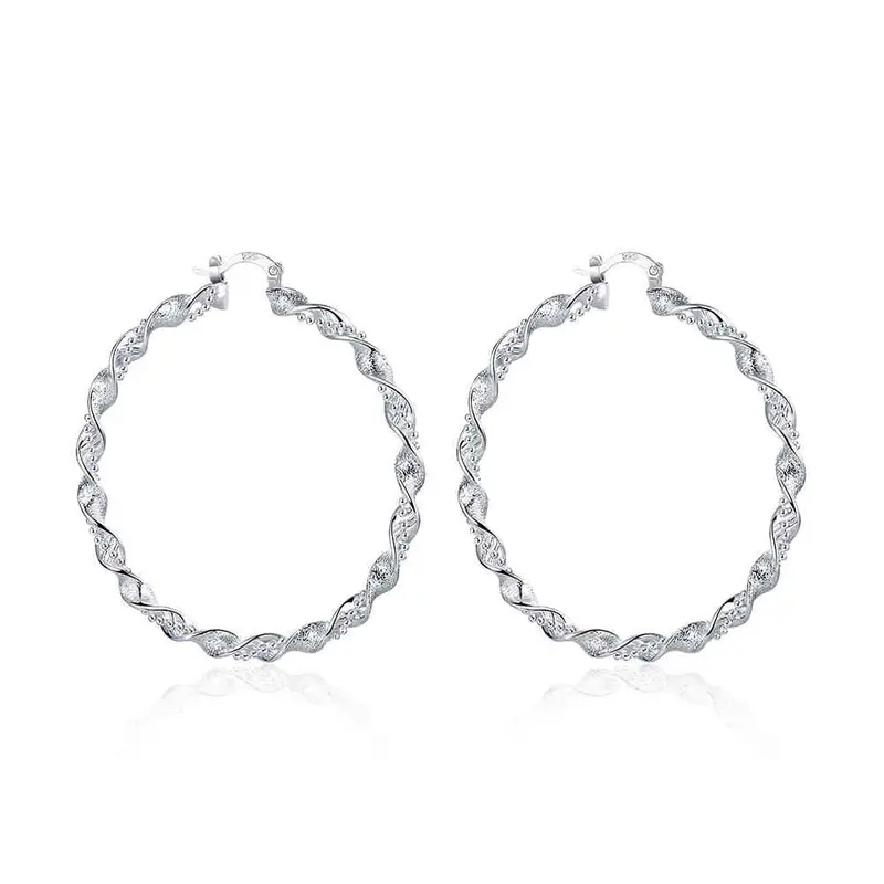 Trendy Silver Earing Roller Chain Clip Pendientes 669 1