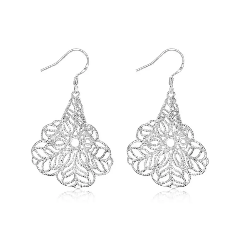 Trendy Silver Earings Morning Glory Drop Orecchini Joyas 379 1
