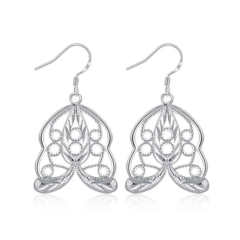Trendy Silver Earings Morning Glory Drop Orecchini Joyas 379 4