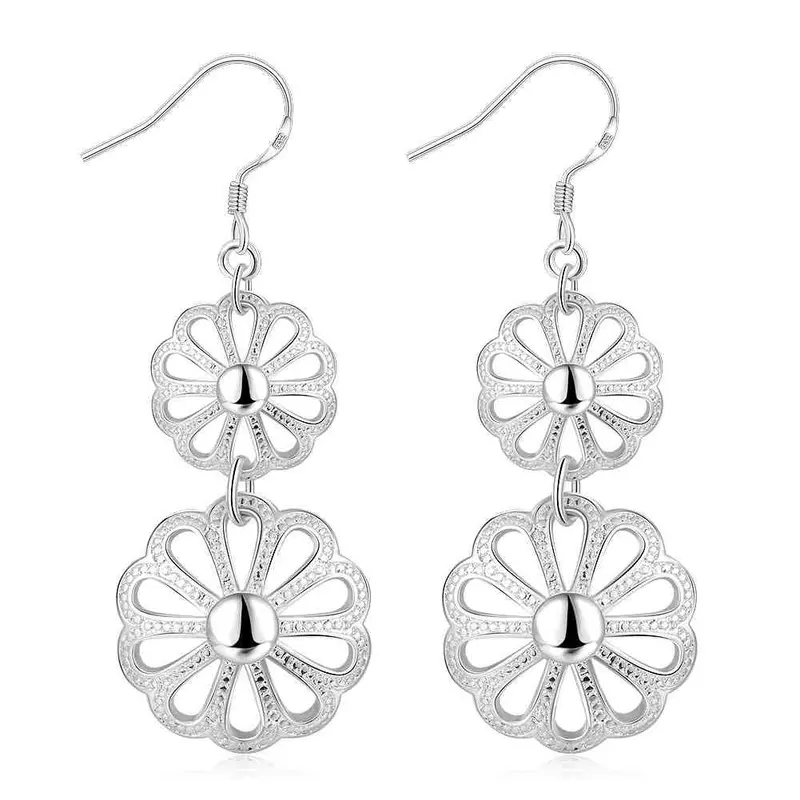 Trendy Silver Earings Morning Glory Drop Orecchini Joyas 379 5