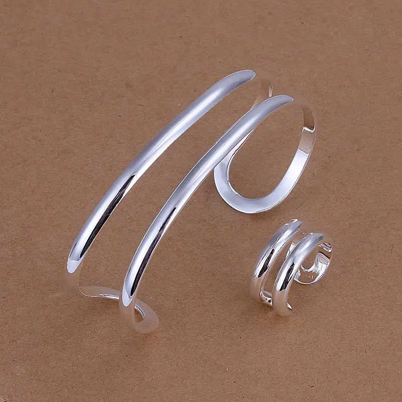 Trendy Silver Jewelry Set Cross Bangle&Ring African Jewelry Set Costume Jewellery 73 1