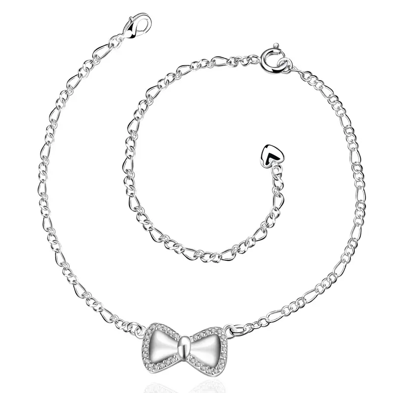 Trendy Silver Plated Anklet Front Line Foot Chain Horloge Hba 3 6