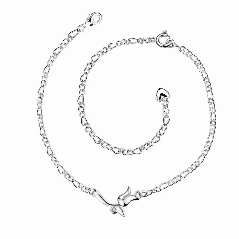 Trendy Silver Plated Anklet Front Line Foot Chain Horloge Hba 3 8
