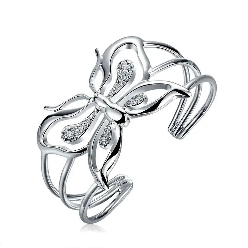 Trendy Silver Plated Bangles Insets Butterfly Women Wedding Bracelet S In Euros Smtb1 9 1