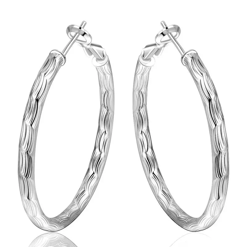 Trendy Silver Plated Earring Scales Hoop Brincos Jewerly Accessories 2 1
