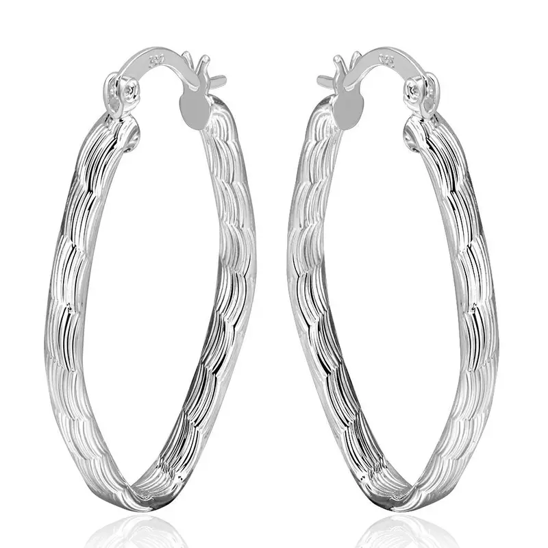 Trendy Silver Plated Earring Scales Hoop Brincos Jewerly Accessories 2 2