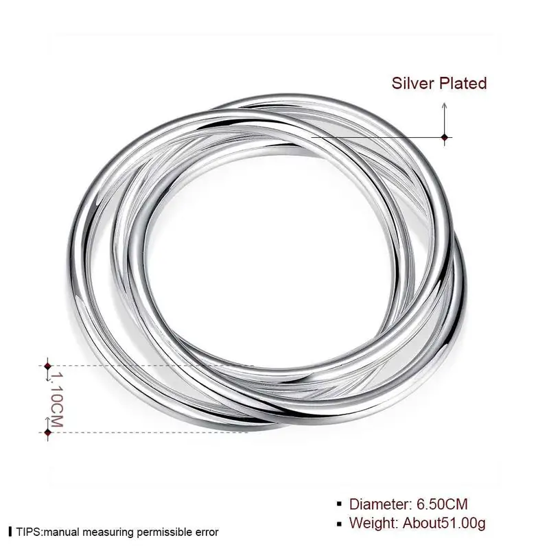Trendy Silver Plated Friendship Bangle Triple Circles Women Pulseras Bijoux Women Smtb 47 2