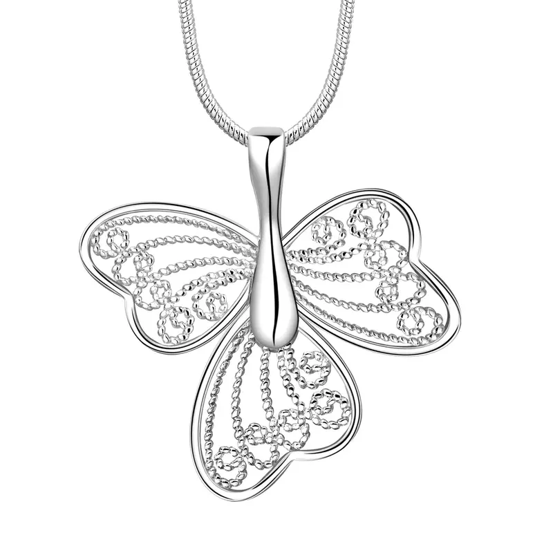 Trendy Silver Plated Necklace Women Cute Bow Collane Elegant2 2