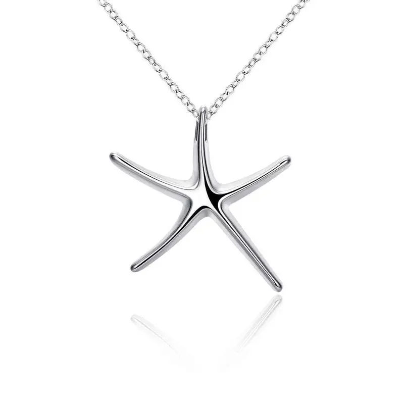 Trendy Silver-Plated Pendant Necklace Sea Star Colar Bijoux 1