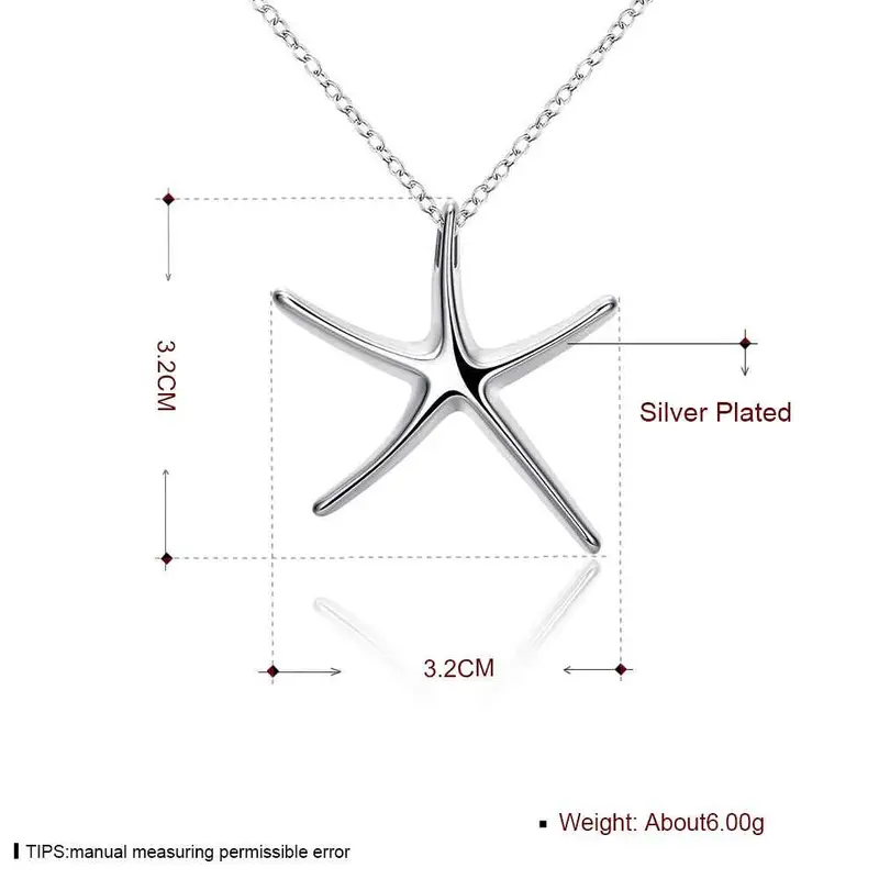 Trendy Silver-Plated Pendant Necklace Sea Star Colar Bijoux 2