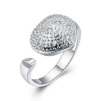 Trendy Silver Plated Ring Opening Concave Insets Heart Bague Femme Diy 95 1