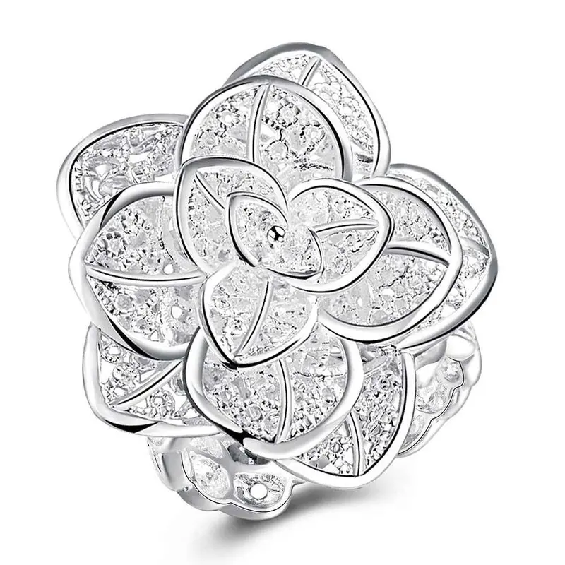 Trendy Silver Plated Wedding Rings Three Flower Anel Masculino Horloge 116 1