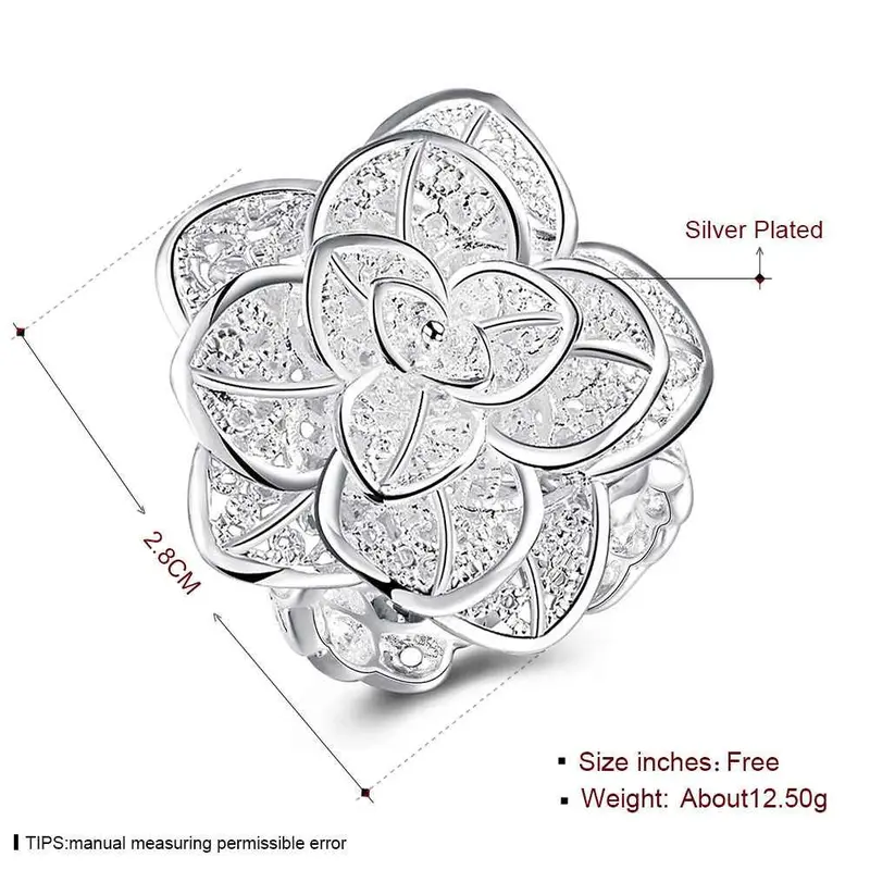 Trendy Silver Plated Wedding Rings Three Flower Anel Masculino Horloge 116 2