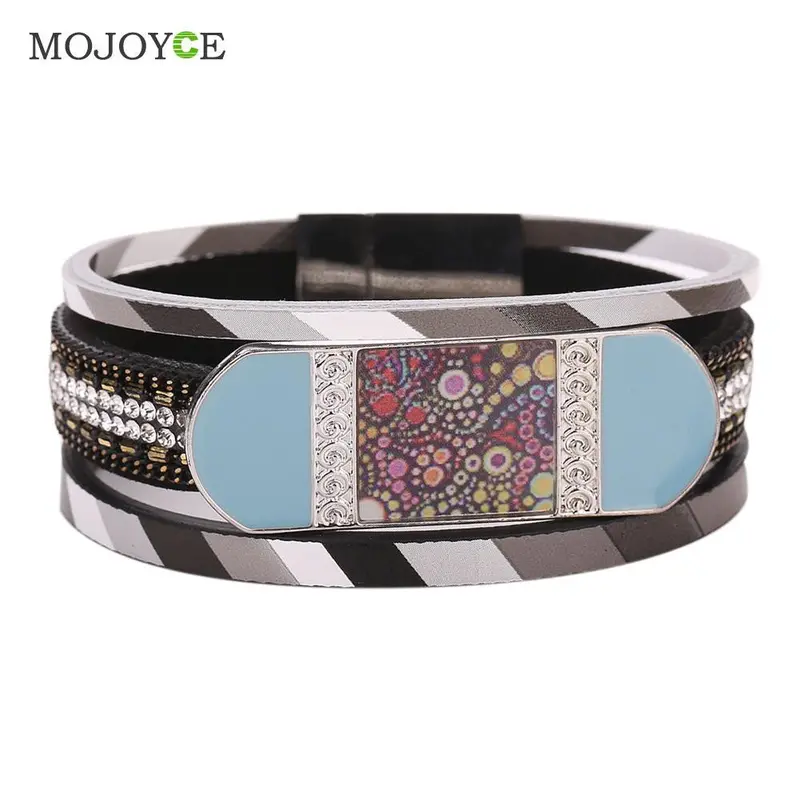 Trendy Women Casual Genuine Leather Cuff Wide Rope Bracelets Bangles 1