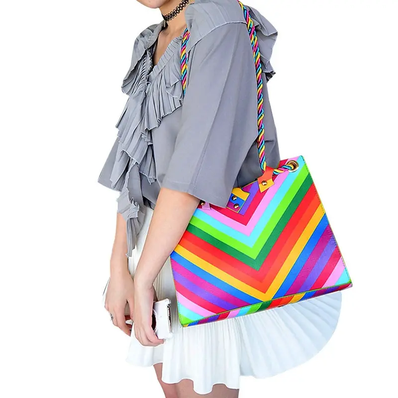 Trendy Women Girl Shoulder Bag Colorful Print Faux Leather Satchel Crossbody Tote Handbag Bolsa Feminina 1
