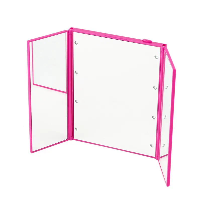 Tri Fold Adjustable Led Lighted Travel Mirror Protable Ultra Thin 8 Leds Touch Screen Make-Up Mirror Pocket Mirror For Makeup 1