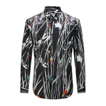 Tuxedo Dress Shirts Camisa Masculina Casual Slim Fit Long Sleeved Turn Down Collar Large Size Shirts 1