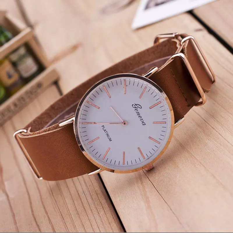 Ultrathin Leather Belt Watch Women Men Retro Vintage Top Classic Simple Scale Men Dress Watches Freeship 1