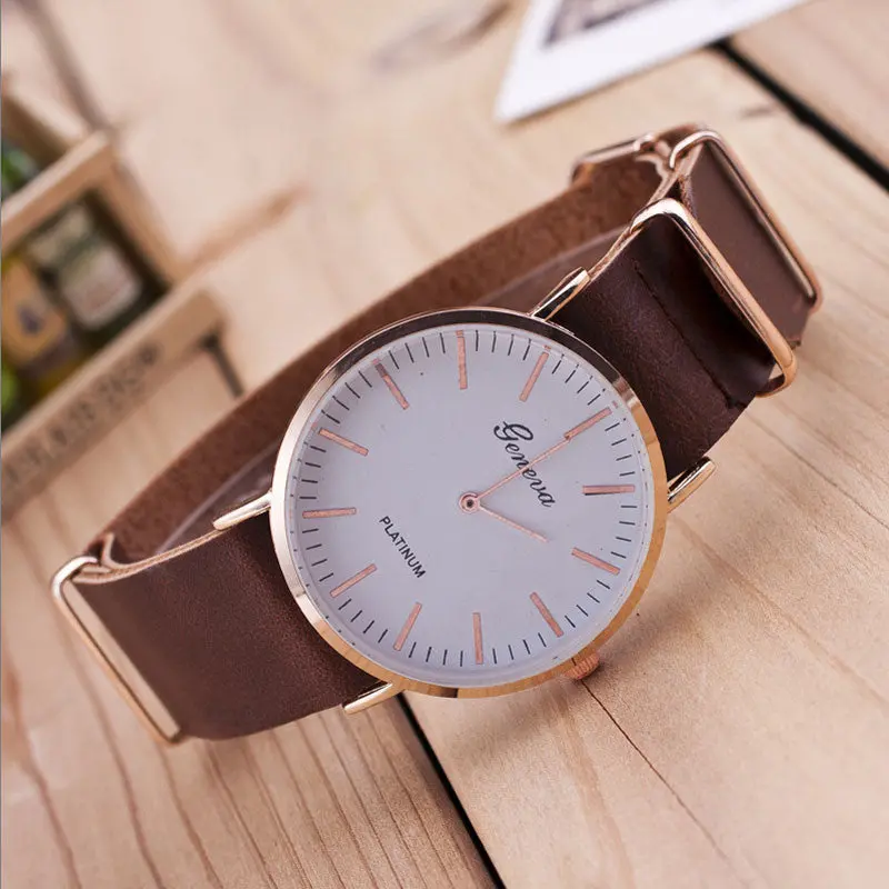 Ultrathin Leather Belt Watch Women Men Retro Vintage Top Classic Simple Scale Men Dress Watches Freeship 2