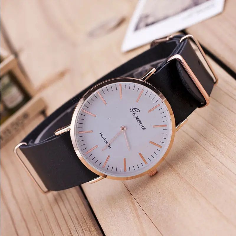 Ultrathin Leather Belt Watch Women Men Retro Vintage Top Classic Simple Scale Men Dress Watches Freeship 3